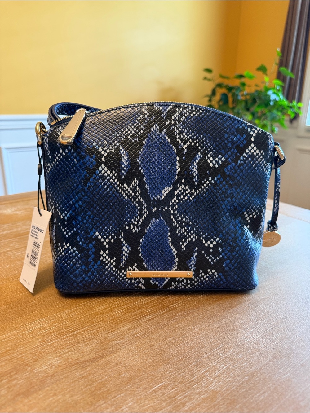 Brahmin Blue and Black Snake-Print Crossbody Bag